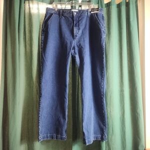 NWT Abercrombie & Fitch 'Curve Love' High-Rise Relaxed Jeans Medium Blue - 18